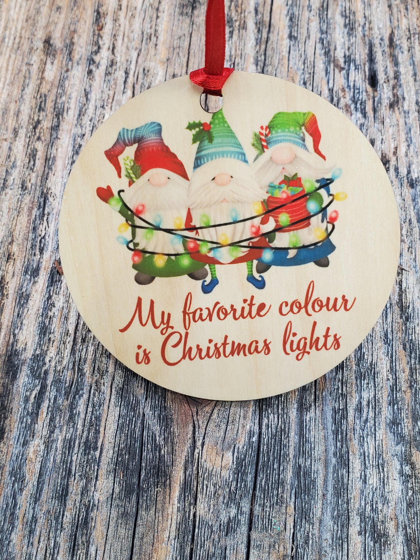 Gnomes Christmas Lights Ornament